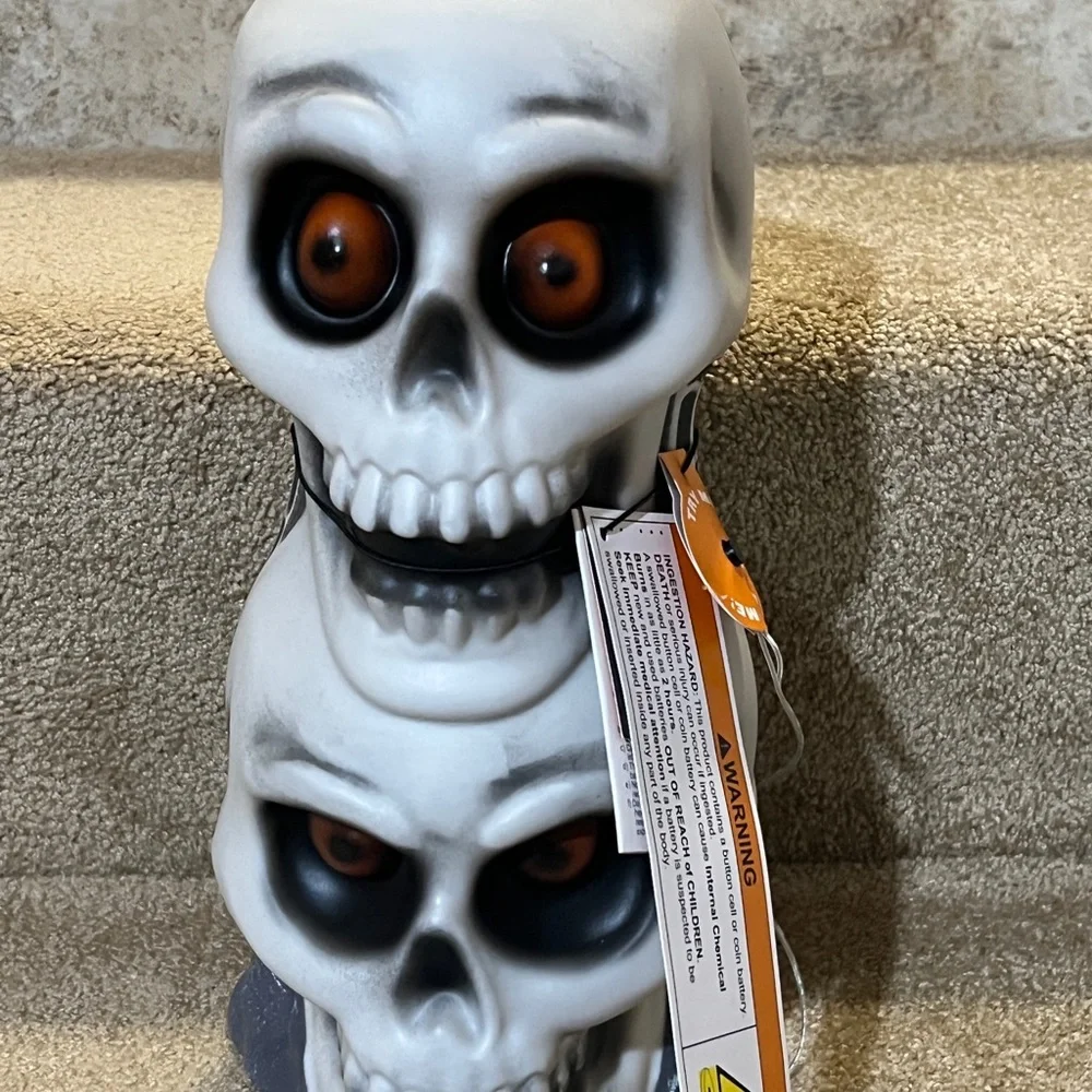 Skeleton stacked Skull light up Blow Mold Target Hyde Eek 12” tall new
